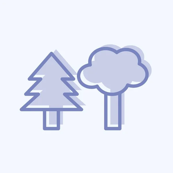 Drzewa Ikony Dwa Style Tonów Prosta Ilustracja Nadaje Się Druków — Wektor stockowy