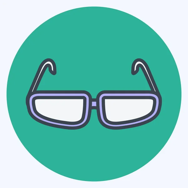 Óculos Ícone Moda Cor Mate Estilo Isolado Fundo Azul Macio — Vetor de Stock