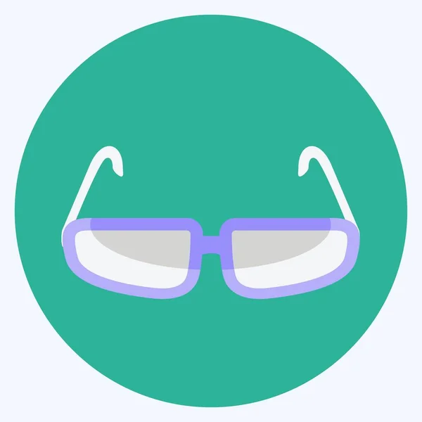 柔らかい青の背景に隔離された流行のフラットスタイルの眼鏡アイコン — ストックベクタ