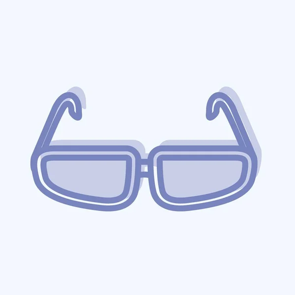 柔らかい青の背景に隔離された流行の2つのトーンスタイルの眼鏡アイコン — ストックベクタ