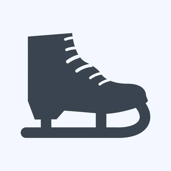 Ice Skate Ikon Trendi Glyph Stílus Elszigetelt Lágy Kék Háttér — Stock Vector