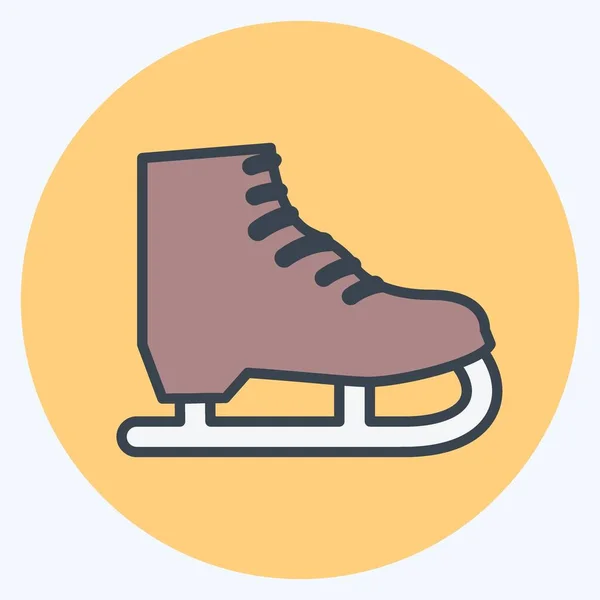 Ice Skate Icon Trendy Color Mate Style Isolated Soft Blue — Stock Vector