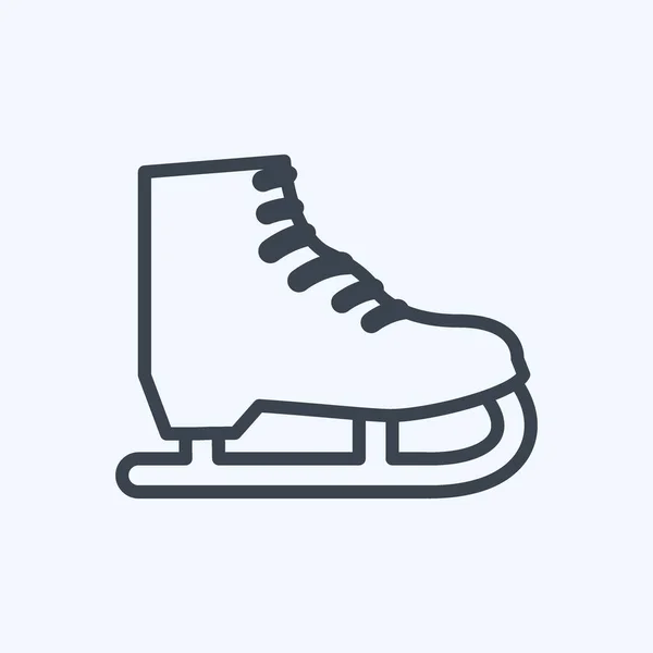 Ice Skate Icon Trendy Line Style Isolated Soft Blue Background — стоковый вектор