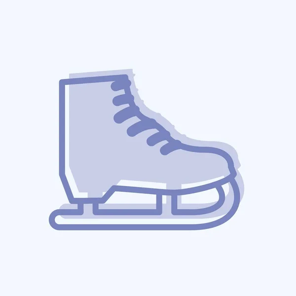 柔らかい青の背景に隔離されたトレンディな2トーンスタイルのアイススケートアイコン — ストックベクタ