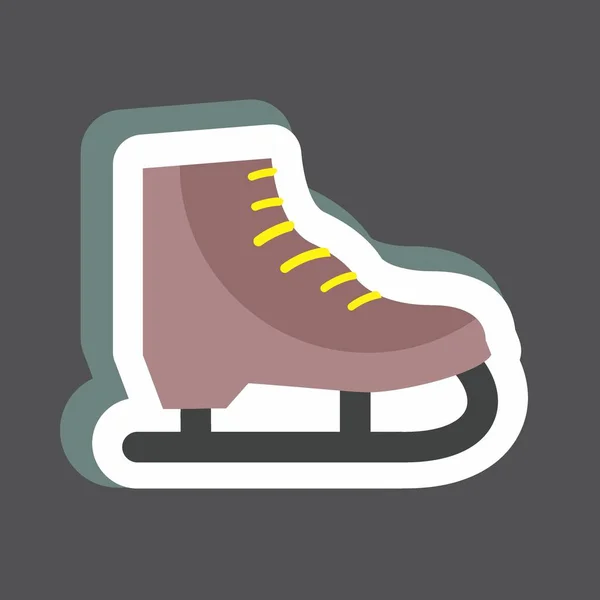 Ice Skate Sticker Trendy Geïsoleerd Zwarte Achtergrond — Stockvector