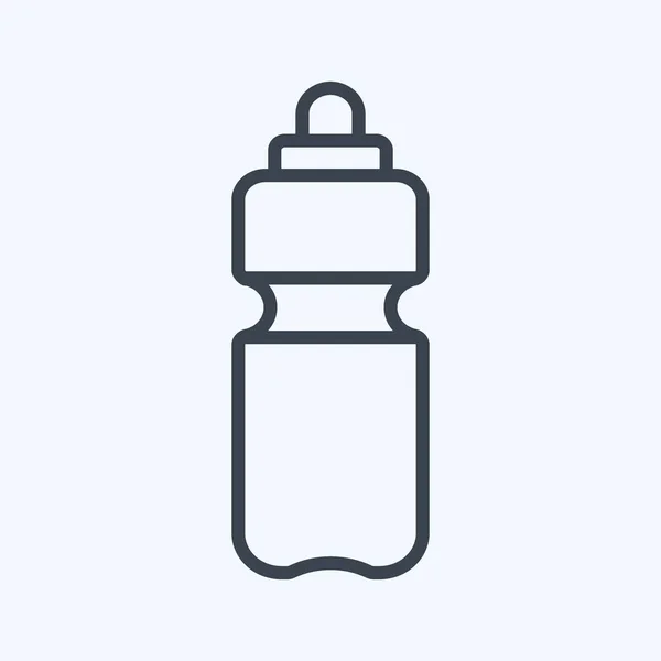 Икона Водяная Бутылка Модном Стиле Линии Изолированы Мягком Синем Фоне — стоковый вектор