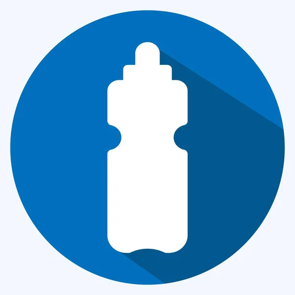 Water Bottle Icon Trendy Long Shadow Style Isolated Soft Blue — Stockvektor