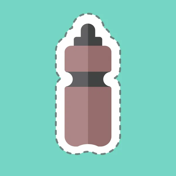 Water Bottle Sticker Trendy Line Cut Isolated Blue Background — Stockvektor