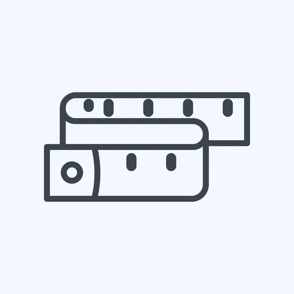 Measuring Tape Icon Trendy Line Style Isolated Soft Blue Background — 图库矢量图片