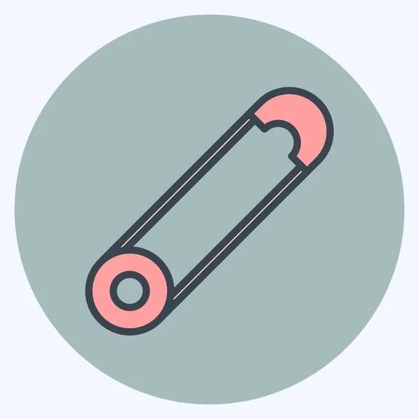 Safety Pin Icon Trendigen Color Mate Stil Isoliert Auf Weichem — Stockvektor