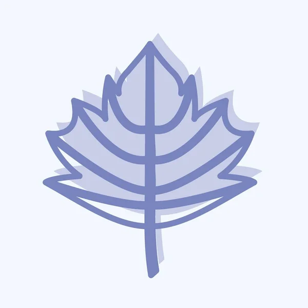 Herfst Leaf Icon Trendy Two Tone Stijl Geïsoleerd Zachte Blauwe — Stockvector