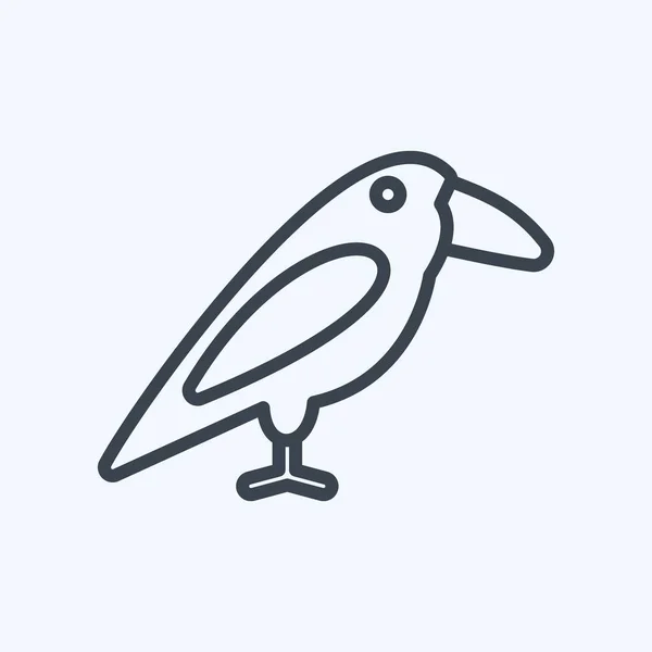 Icône Oiseau Dans Style Ligne Tendance Isolé Sur Fond Bleu — Image vectorielle