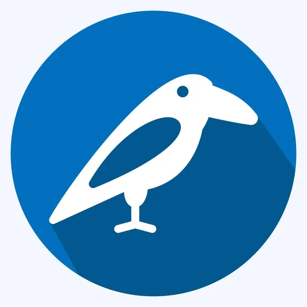 Bird Icon Trendy Long Shadow Style Isolated Soft Blue Background — Stockvektor