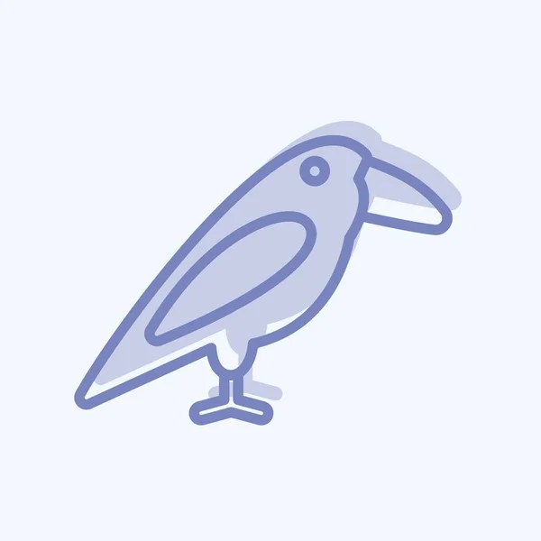 Pták Ikona Módní Dva Tón Styl Izolovaný Měkkém Modrém Pozadí — Stockový vektor