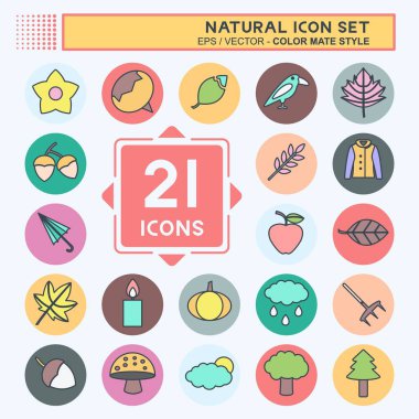 Doğal Simge Simgesi, yumuşak mavi arkaplanda izole edilmiş moda renk eşi tarzında belirlendi