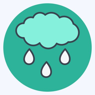 Yumuşak mavi arkaplanda izole edilmiş renkli eş tarzında Yağmur Bulutu Simgesi