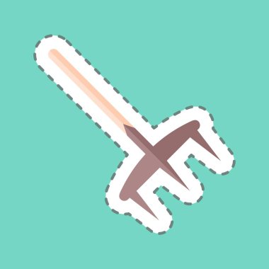 Moda satırında tırmık etiketi mavi arkaplanda izole edildi