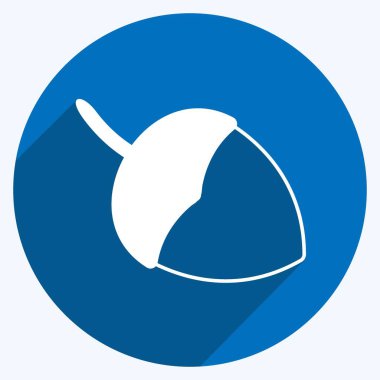 Yumuşak mavi arkaplanda izole edilmiş, modaya uygun uzun gölge tarzında tek bir Acorn Simgesi