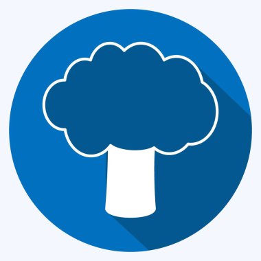 Yumuşak mavi arkaplanda izole edilmiş modaya uygun uzun gölge biçiminde Ağaç I Simgesi