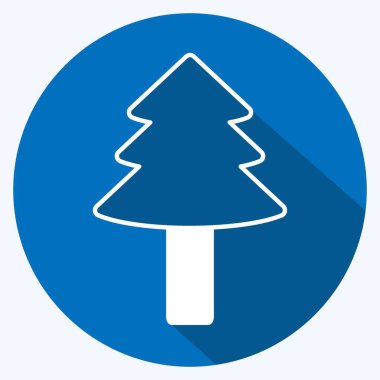 Yumuşak mavi arkaplanda izole edilmiş, modaya uygun uzun gölge biçiminde Tree II Simgesi