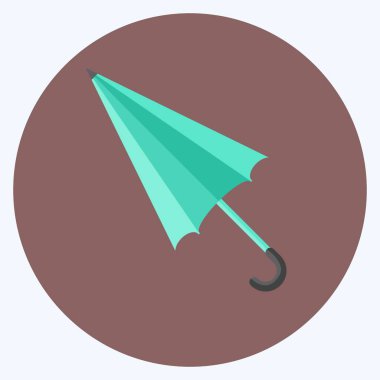 Yumuşak mavi arkaplanda izole edilmiş modaya uygun düz stil Şemsiye Simgesi