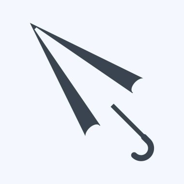 Yumuşak mavi arkaplanda izole edilmiş modaya uygun kabartma biçimindeki Şemsiye Simgesi