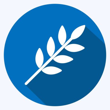 Yumuşak mavi arkaplanda izole edilmiş modaya uygun uzun gölge biçiminde buğday simgesi