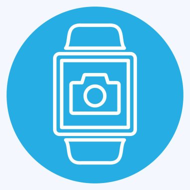 Kamera Uygulaması Simgesi modayı takip eden mavi gözler tarzında yumuşak mavi arkaplanda izole edilmiş