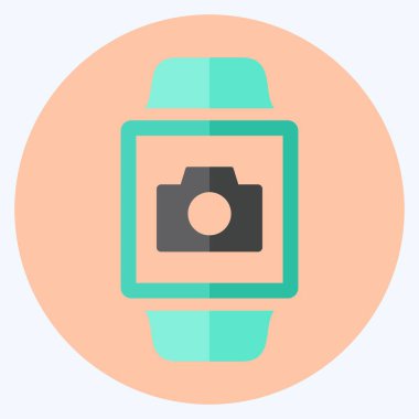 Kamera Uygulaması Simgesi yumuşak mavi arkaplanda izole edilmiş düz stil