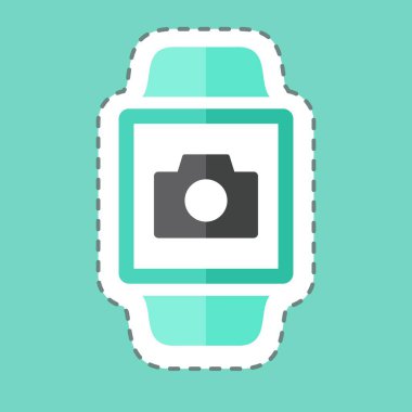 Moda satırındaki Kamera Uygulaması Yapıştırıcısı mavi arkaplanda izole edildi