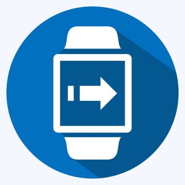 Yumuşak mavi arkaplanda izole edilmiş uzun gölge biçiminde veri aktarım simgesi