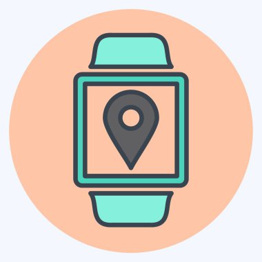 Yumuşak mavi arkaplanda izole edilmiş moda renk eşi biçiminde konum Uygulama Simgesi Simgesi