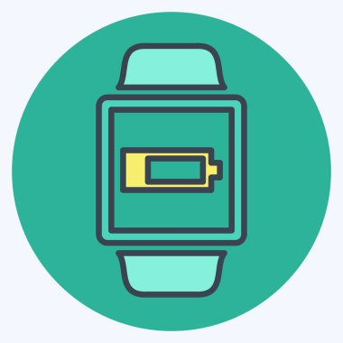 Yumuşak mavi arkaplanda izole edilmiş modaya uygun renk eş biçiminde Düşük Pil İşareti Simgesi Simgesi