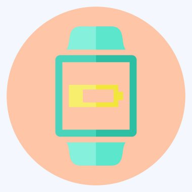 Yumuşak mavi arkaplanda izole edilmiş modaya uygun düz biçimdeki Düşük Batarya İşaret Simgesi Simgesi