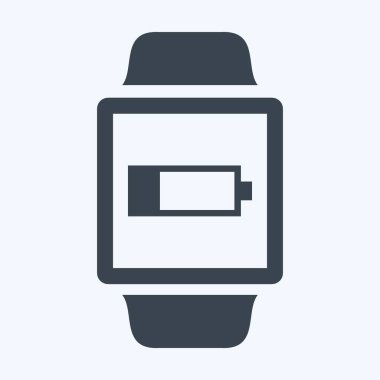 Yumuşak mavi arkaplanda izole edilmiş modaya uygun kabartma biçiminde Düşük Batarya İşareti Simgesi Simgesi