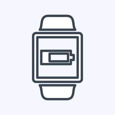 Yumuşak mavi arkaplanda izole edilmiş modaya uygun satır biçiminde Düşük Pil İşareti Simgesi Simgesi