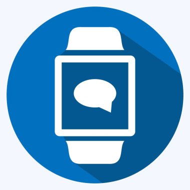 İleti Uygulaması Simgesi yumuşak mavi arkaplanda izole edilmiş uzun gölge biçiminde