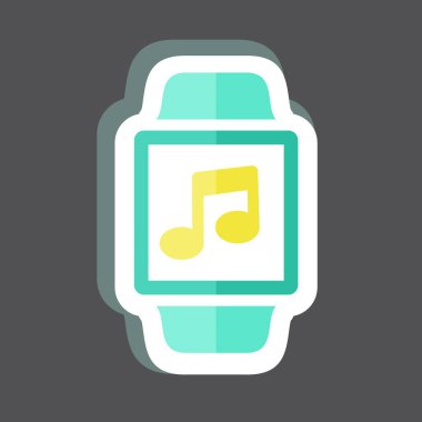 Müzik Uygulaması Etiketi siyah arkaplanda izole edildi