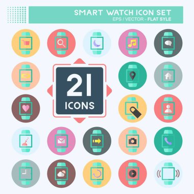 Akıllı Saat Simgesi Simgesini yumuşak mavi arkaplanda izole edilmiş düz moda bir şekilde ayarla