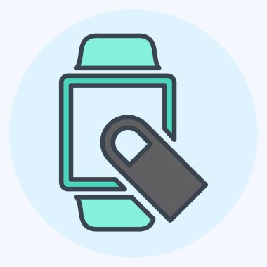 Yumuşak mavi arkaplanda izole edilmiş moda renk eşi tarzında Parmak Simgesini kaydır