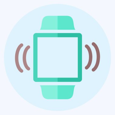 Yumuşak mavi arkaplanda izole edilmiş trend düz biçiminde titreşim simgesi