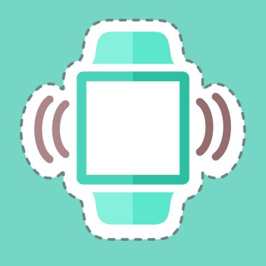 Moda satırındaki titreşim etiketi mavi arkaplanda izole edildi