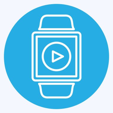 Yumuşak mavi arkaplanda izole edilmiş mavi gözlü video uygulaması simgesi