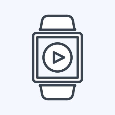 Yumuşak mavi arkaplanda izole edilmiş moda satır biçimindeki Video Uygulaması Simgesi