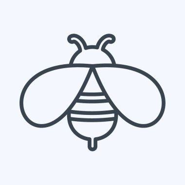 Yumuşak mavi arkaplanda izole edilmiş modaya uygun çizgi biçiminde Bee Simgesi