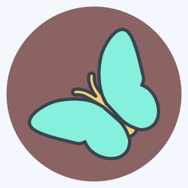 Kelebek Uçan Simge son moda renk eş biçimi yumuşak mavi arkaplanda izole