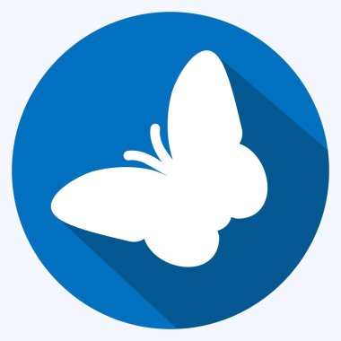 Kelebek Uçan Simge modaya uygun uzun gölge tarzında yumuşak mavi arkaplanda izole