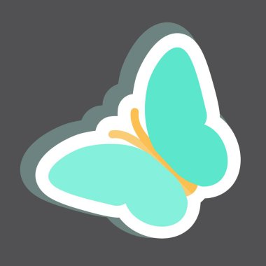 Kelebek Uçan Etiketi siyah arkaplanda izole edildi