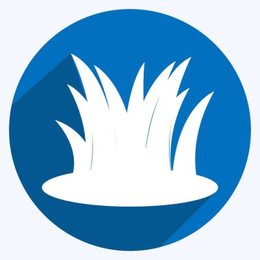 Çimen Simgesi yumuşak mavi arkaplanda izole edilmiş uzun gölge biçiminde