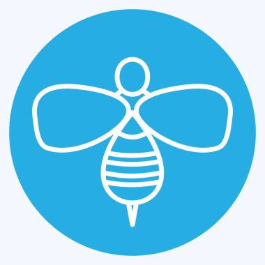 Bal Arısı Simgesi modayı takip eden mavi gözler yumuşak mavi arkaplanda izole